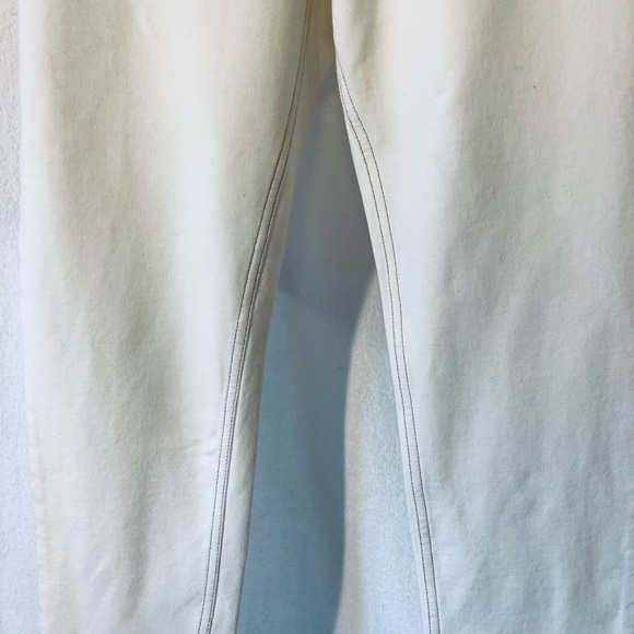 New Hue Cream w/ Brown Stitching Jeggings Legging - Picture 3 of 4